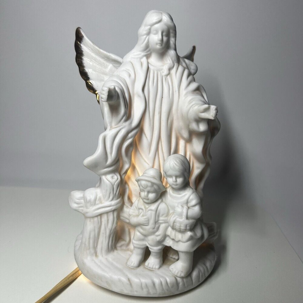 Vtg Guardian Angel Watching Over Children Night Light Lamp Home Decor Work READ